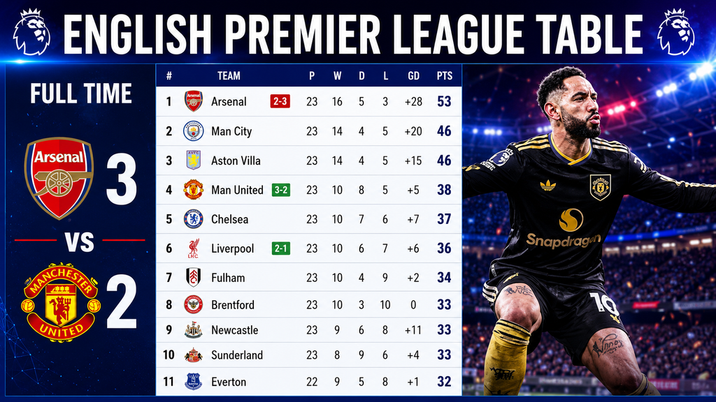 Premier League table 2026/27 standings