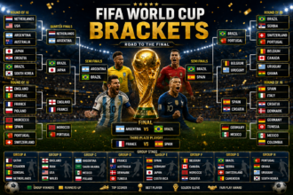 FIFA World Cup brackets showing the knockout stage path to the final