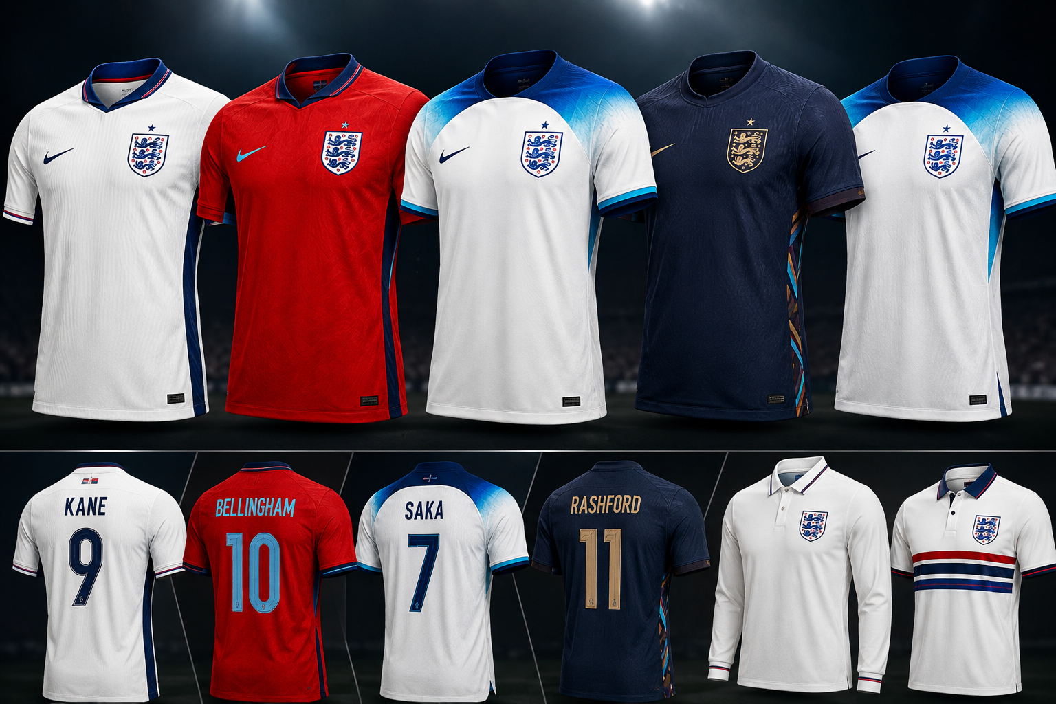 England football shirt with the iconic Three Lions badge