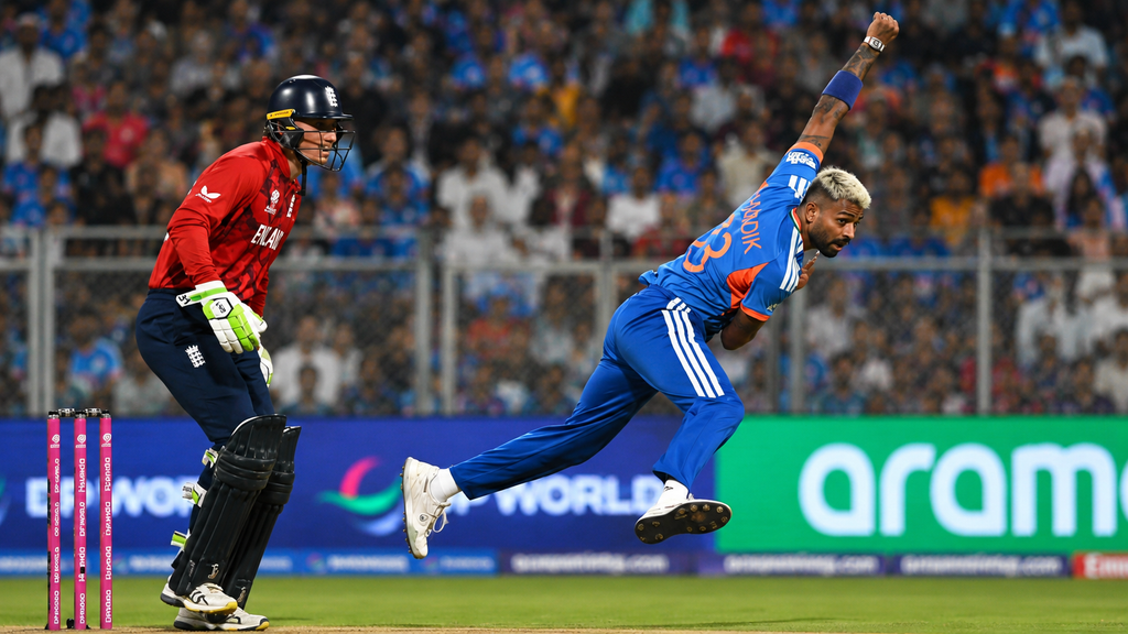 England and India cricket teams competing in an exciting international cricket match