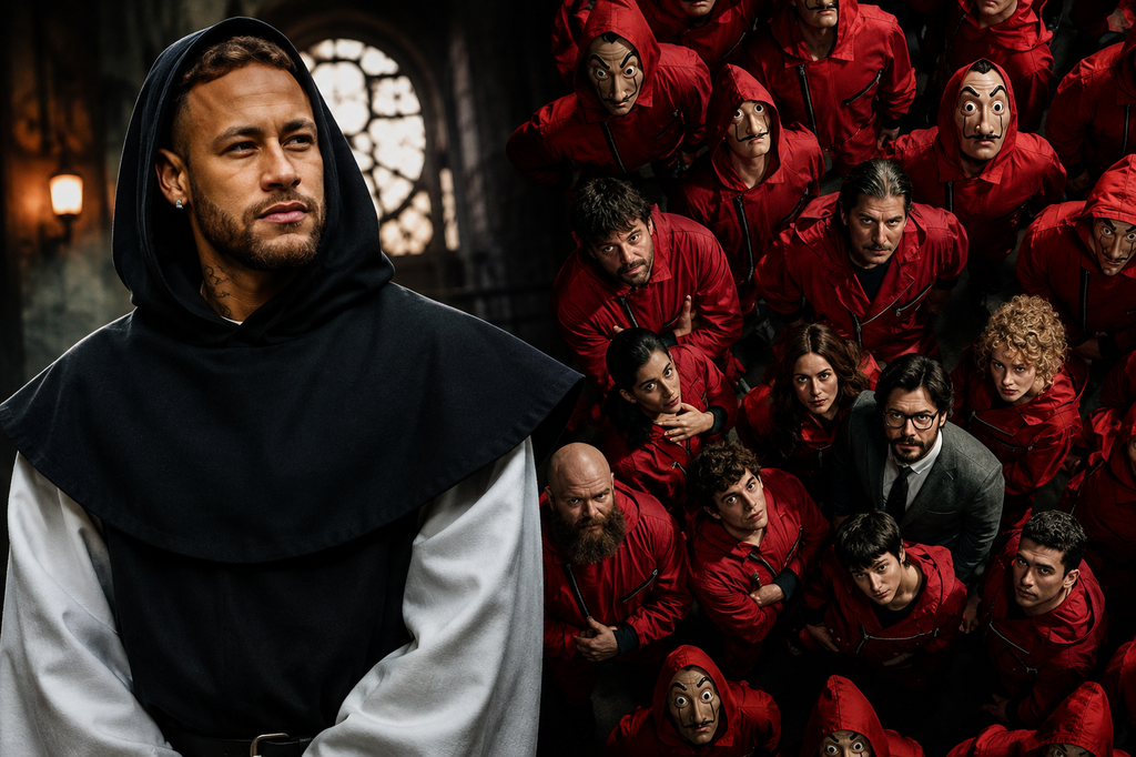 Neymar appearing in Money Heist as João The Monk