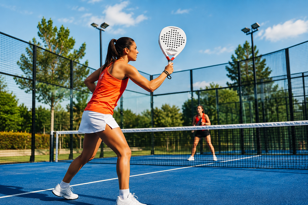 Paddle tennis paddle and ball used for playing the racket sport