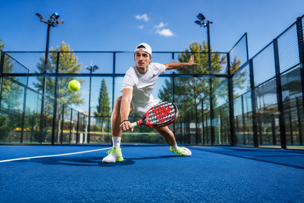Beginner learning how to play paddle tennis during a practice session