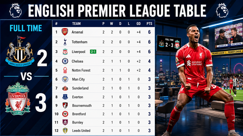 Premier League table 2026/27 standings