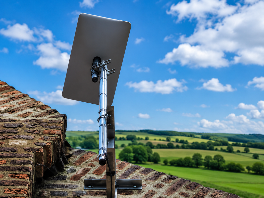 Starlink UK satellite internet dish installed on a rooftop