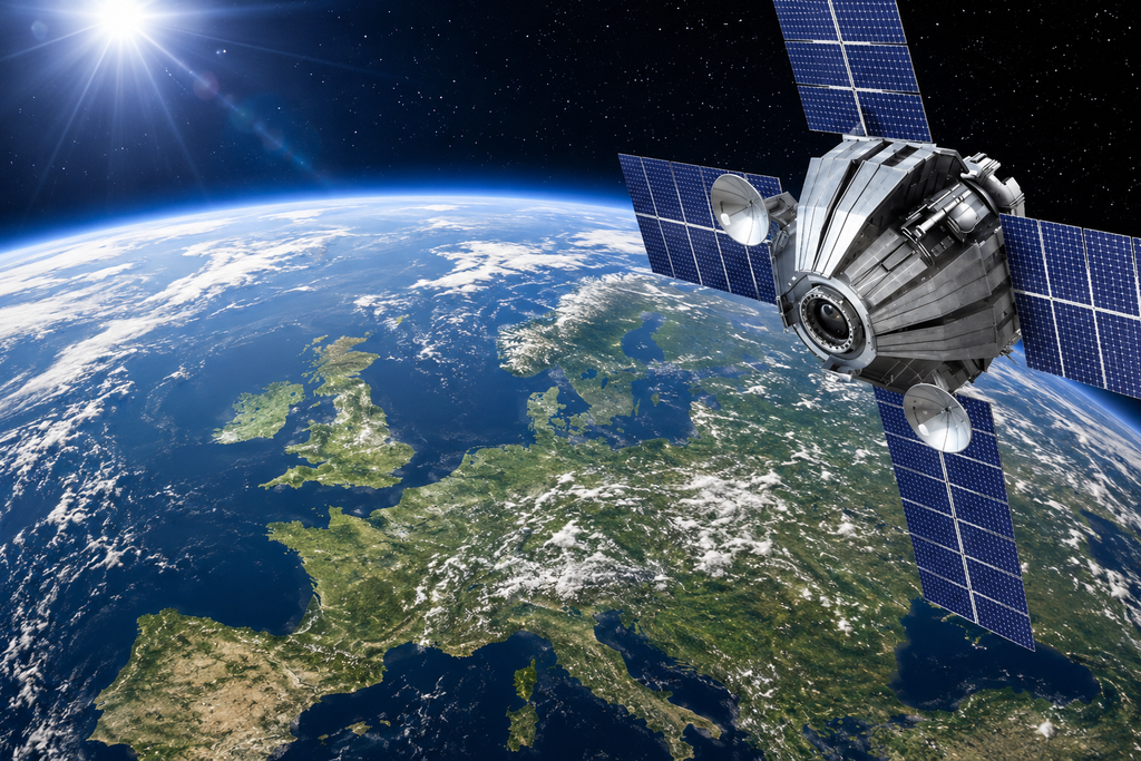 Satellite providing Starlink UK internet coverage over Europe