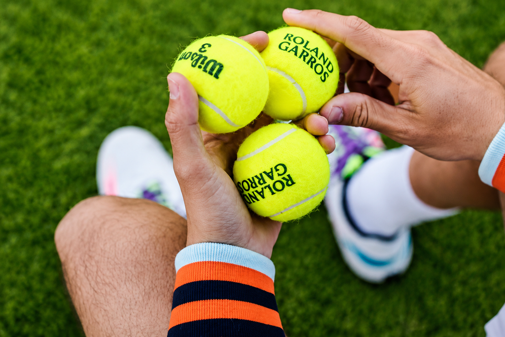 Tennis balls used for training