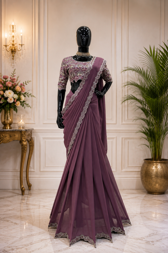 Modern women fashion with a ready to wear saree