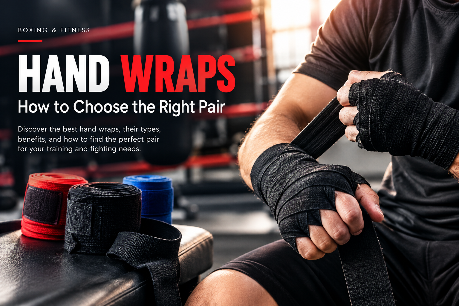 Boxer wearing hand wraps during boxing training