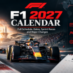 F1 2027 calendar with Formula 1 race car and Grand Prix schedule