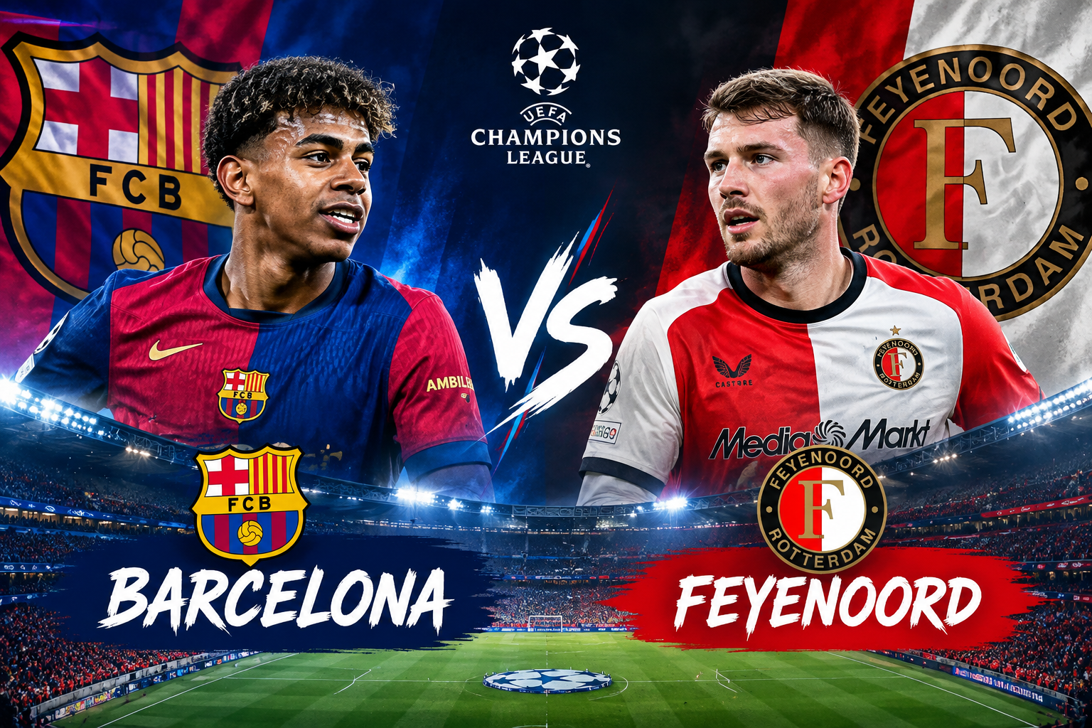Barcelona vs Feyenoord Champions League match