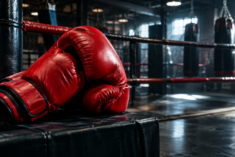 boxing gloves in a professional boxing gym