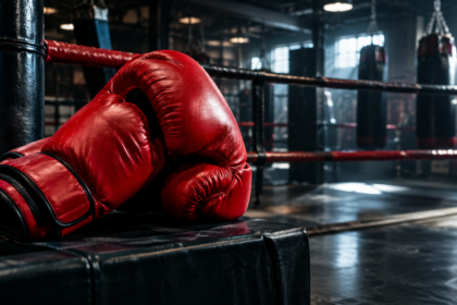 boxing gloves in a professional boxing gym