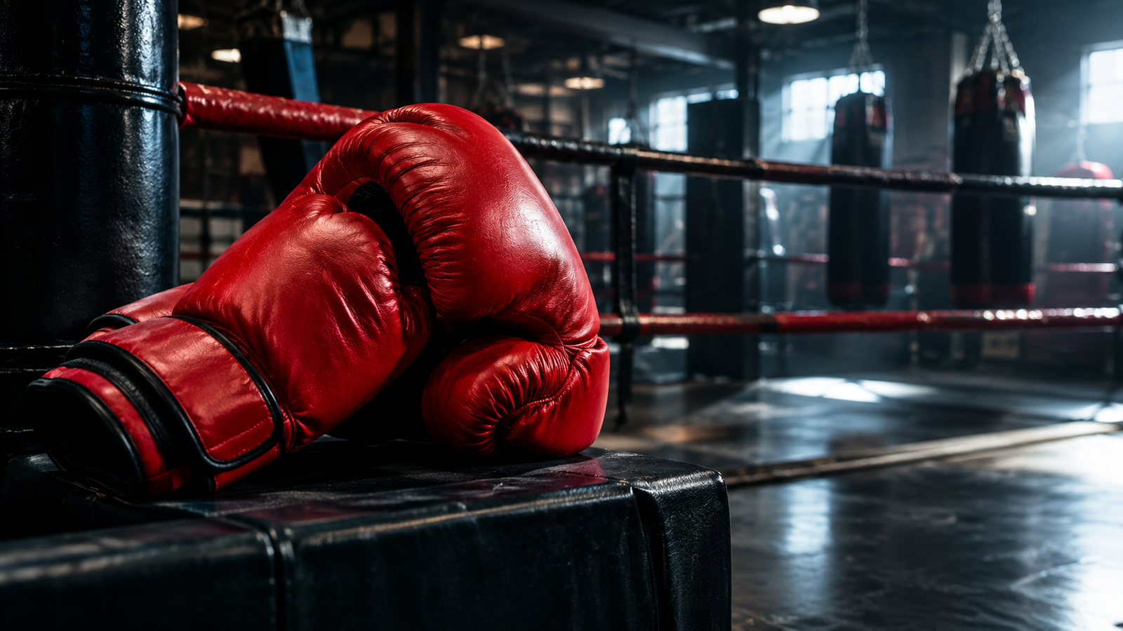 boxing gloves in a professional boxing gym
