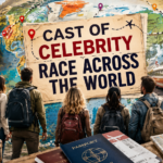 Cast of Celebrity Race Across the World featuring celebrity contestants and their racing partners