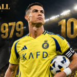 Cristiano Ronaldo celebrating after reaching 979 career goals in 2026