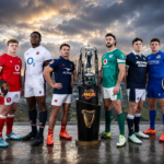 Six Nations Championship rugby teams and trophy